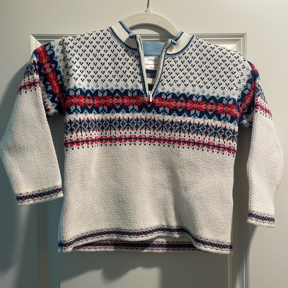 Hanna Anderson kids fair isle pullover sweater size 110